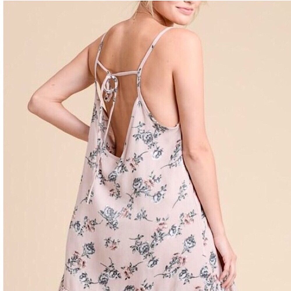 Blush Toned Floral Hi-Lo Slip Dress Layering Top